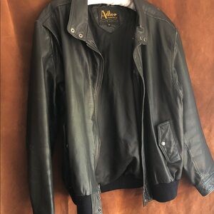 Adler Men's Black Leather Bomber Jacket